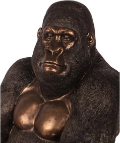 Statuetă decorativă din polirășină, maro și bronz, gorilă așezată, 61 x 46 x 40 cm, „Bwindi”