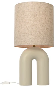 Lampa de masă de design bej cu abajur din in bej - Lotti