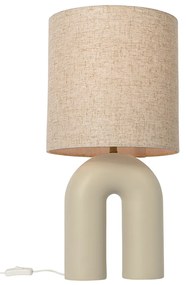 Lampa de masa de design bej cu abajur din in bej - Lotti