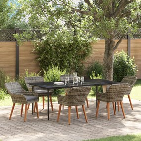 vidaXL Set Dining Grădină 7 Piese Gri din Ratan Poliester