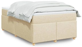 vidaXL Pat box spring cu saltea, crem, 120x200 cm, textil