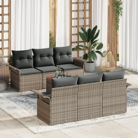 vidaXL Set de canapele pentru grădină 7 pcs Gri Rattan poli