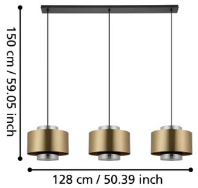 Lustră pe cablu Eglo 390067 DUGLIA 3xE27/40W/230V auriu