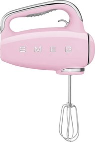 Mixer manual SMEG 50's Style HMF01PKEU, 250 W, 9 viteze, Functie Turbo, Afisaj LED, Timer, Accesorii, Roz