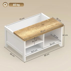 HOMCOM Ladă de Depozitare pentru Interior, 80x60x40 cm, cu Capac Rabatabil, Stil Nordic, Culoare Lemn | Aosom Romania