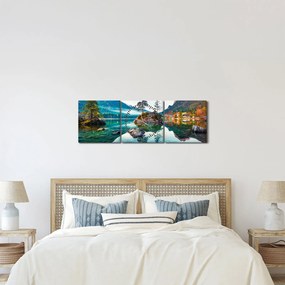 Tablou - Lacul Hintersee, Alpii Bavarezi, Austria (cu ceas) (90x30 cm)