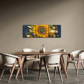 Tablou - Flori de toamnă (cu ceas) (90x30 cm)