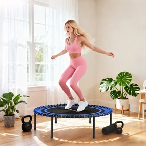 SPORTNOW Trambulină Elastică Fitness cu 36 de Corzi din Oțel și PP, Ø114x31 cm, Albastru | Aosom Romania