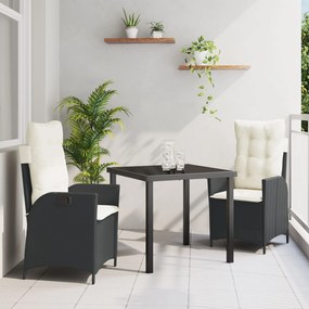 vidaXL Set masă de grădină cu 5 piese și perne negre din rattan sintetic