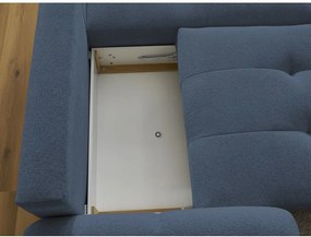 Colțar albastru extensibil/cu spațiu de depozitare cu tapițerie din chenille (cu colț pe partea dreaptă/cu șezlong) Roxelane – Bobochic Paris