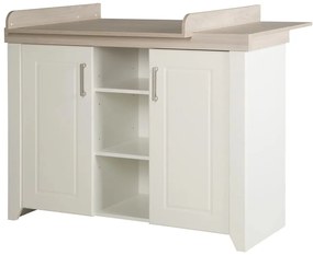 Comodă de copii albă joasă cu aspect de lemn de ulm cu masă de schimbat 120x98 cm Felicia – Roba