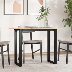 vidaXL Masă de bucătărie, cadru O, 100x50x75cm lemn masiv pin și Oţel