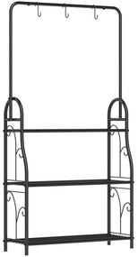 Outsunny Etagere à fleurs 3 niveaux suport de plante pentru interior și exterior din metal 3 cârlige 75 x 25 x 137 cm negru | Aosom Romania