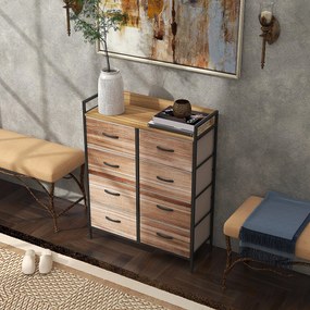 HOMCOM Comodă de depozitare 8 sertare din material textil detașabile, poliță superioară și cadru din oțel 79L x 29l x 101H cm | Aosom Romania