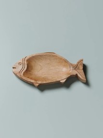 Tava servire, din lemn sculptat, L35.5cm, Fish