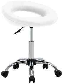 vidaXL Scaun de bucătărie pivotant, alb, piele ecologică