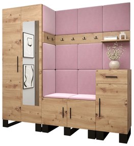 Set mobilier pentru hol Amanda 13 (Stejar artisan + roz). 1085966
