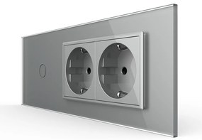 Intrerupator Simplu + 2 Prize LIVOLO cu Rama Din Sticla, Standard Italian, 6M