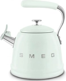 Ceainic cu fluier Smeg CKLW2001PG, 2,3 l, pentru plite cu inducție, mâner care nu se încălzește, oțel, verde pastel