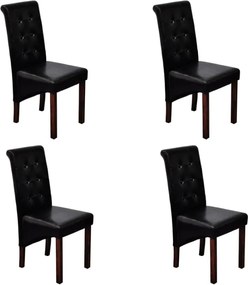 vidaXL Scaune de sufragerie, 4 buc., negru, piele ecologică