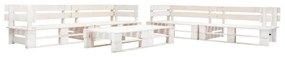 277403 vidaXL Set mobilier de grădină din paleți, 6 piese, alb, lemn