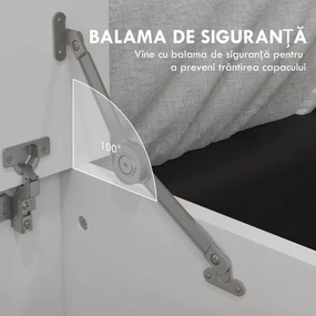 HOMCOM Bancă de Depozitare cu Balamale de Siguranță și Capac, 80x40x40 cm, Alb | Aosom Romania