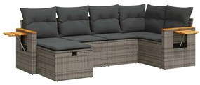 3325973 vidaXL Set mobilier grădină cu perne, 6 piese, gri, poliratan