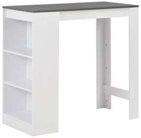 vidaXL Masă bar cu rafturi, alb, 110x50x103 cm