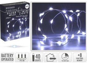 Sârmă luminosă cu temporizator Silver lights 40 LED, alb rece, 195 cm