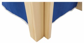 Pat înălţat cu masă PC, lemn de pin/albastru, ALZENA