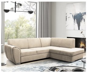 Colțar extensibil în formă de L cu spațiu de depozitare, SERPA, pe partea dreaptă, bej