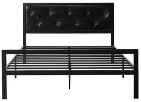 Cadru pat metalic Hanna cu grilaj cadou-160x200 cm-negru