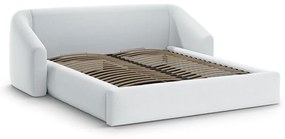 Pat matrimonial gri deschis tapițat cu spațiu de depozitare cu somieră 160x200 cm Campi – Cosmopolitan Design