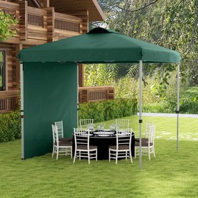 Outsunny Cort Pliabil de Grădină de 2,5x2,5 m cu Înălțime Reglabilă Anti-UV cu 1 Perete Lateral și Săculeți cu Nisip Verde | Aosom Romania