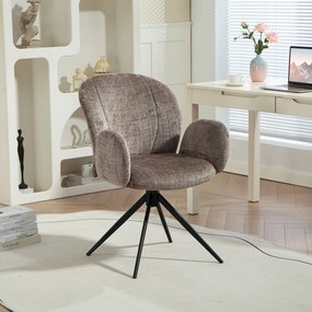 HOMCOM Scaun birou ergonomic, fotoliu birou cu șezut pivotant cu revenire automată, 60 x 66 x 86,5 cm, maro deschis | Aosom Romania