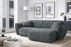 Colțar gri închis cu tapițerie din chenille (cu colț pe partea dreaptă/cu șezlong) Nelia – Ropez