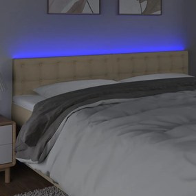 Tablie de pat cu LED, crem, 180x5x78 88 cm, textil 1, Crem, 180 x 5 x 78 88 cm