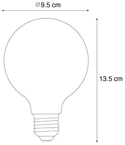 Set 5 becuri Bec LED cu filament spirală E27 reglabil G95 4W 270lm 2700K