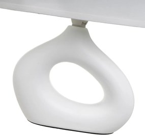 Veioză albă din ceramică cu abajur textil (înălțime 30 cm) – Casa Selección