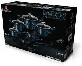 Set oale si tigai marmorate (15 piese) din aluminiu forjat Aquamarine Metalic Line Berlinger Haus BH 1885N