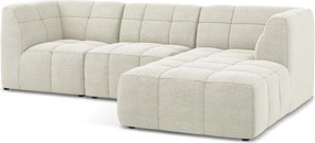 Colțar bej cu tapițerie din țesătură bouclé (cu colț pe partea dreaptă/cu șezlong) Aloha – Makamii