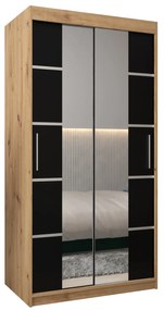Dulap de haine 100 cm Verika 4 100 (stejar artisan + negru). 1064246