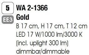 Aplica LED design LUX PRISM, 24K gold plated