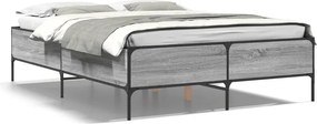 vidaXL Cadru de pat, gri sonoma, 120x200 cm, lemn prelucrat și metal