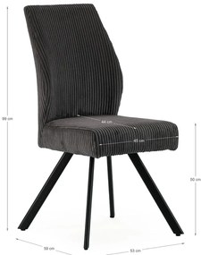 Scaune de dining gri-închis 2 buc. din catifea reiată Anibal – Marckeric