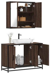 vidaXL Set mobilier de baie, 2 piese, stejar maro, lemn prelucrat