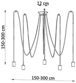 Lustră pe cablu EDISON 5 5xE27/60W/230V negru