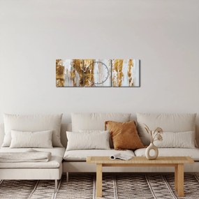 Tablou - Abstract auriu (cu ceas) (90x30 cm)
