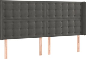 vidaXL Tăblie de pat cu aripioare gri închis 183x16x118/128 cm catifea