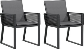 vidaXL Scaune de grădină cu perne, 2 buc., negru, poliratan